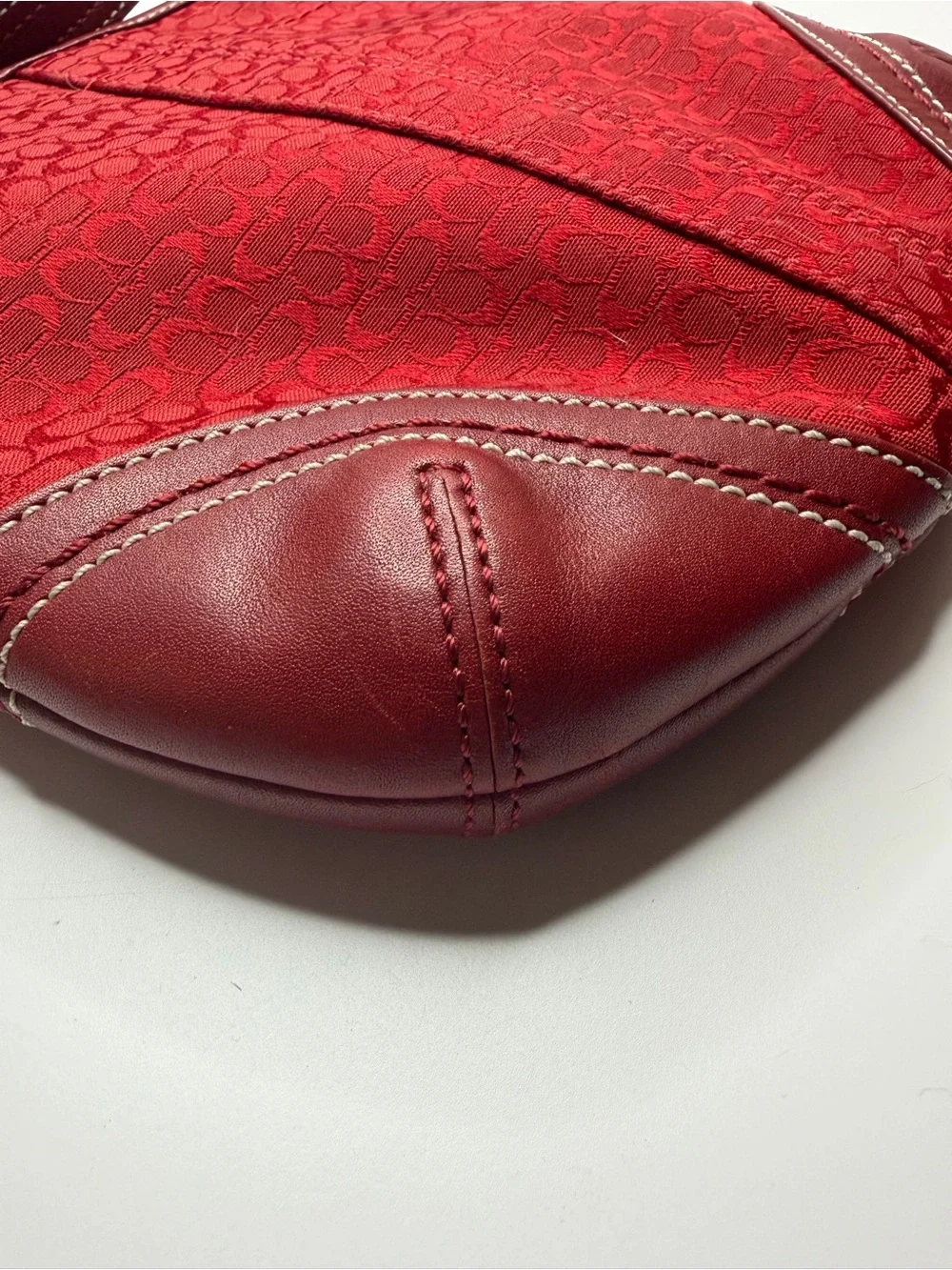 vintage Y2K Coach Soho Cherry Red Signature Canvas and Leather crossbody bag
